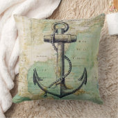 旧式で航海のな地図及びいかりの枕 クッション (ブランケット)