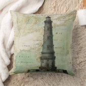 旧式で航海のな灯台及び地図の枕 クッション (ブランケット)