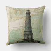 旧式で航海のな灯台及び地図の枕 クッション (裏面)