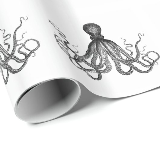 旧式で航海のなSteampunkのタコのヴィンテージKraken ラッピングペーパー (ロールコーナー)