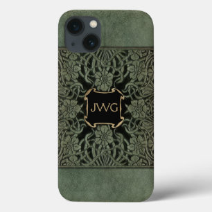 旧式で華美な革モノグラムの表紙 iPhone 13ケース