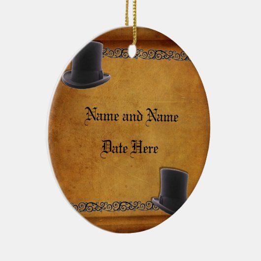 旧式で陽気な結婚式のカスタムなオーナメントの好意 セラミックオーナメント (右)