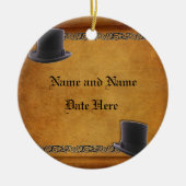 旧式で陽気な結婚式のカスタムなオーナメントの好意 セラミックオーナメント (正面)