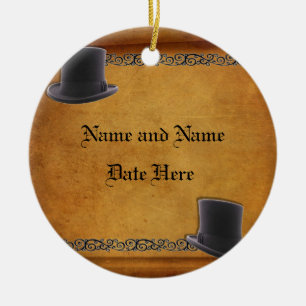 旧式で陽気な結婚式のカスタムなオーナメントの好意 セラミックオーナメント