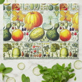 旧式なひょうたんおよびカボチャ植物のプリント キッチンタオル (折り畳み)