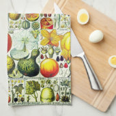 旧式なひょうたんおよびカボチャ植物のプリント キッチンタオル (四つ折り)
