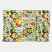 旧式なひょうたんおよびカボチャ植物のプリント キッチンタオル (横)