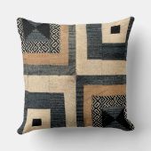 旧式なアフリカの織物のプリントの正方形の枕III クッション (裏面)