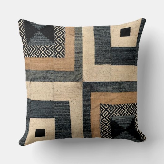 旧式なアフリカの織物のプリントの正方形の枕III クッション (裏面)