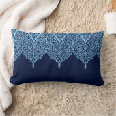 旧式なインドパターン青い花のヴィンテージの禅 ランバークッション (ブランケット)