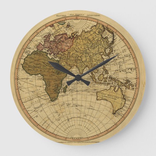 旧式なウィリアムFaden 1786の東半球の地図 ラージ壁時計 (正面)