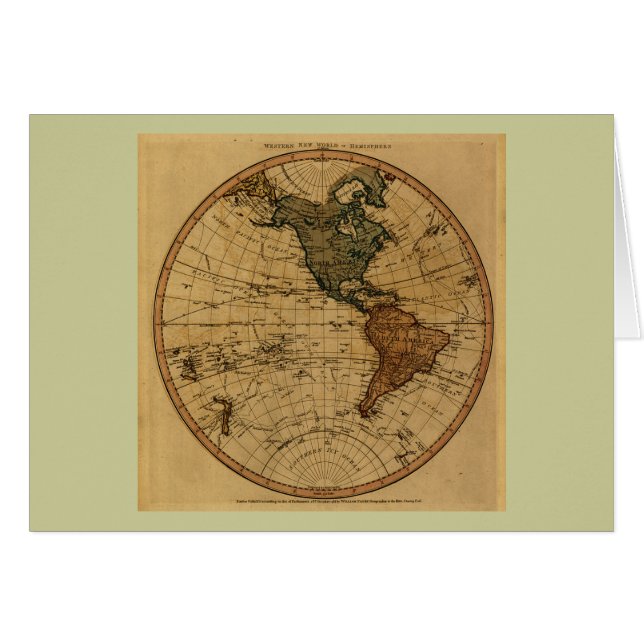 旧式なウィリアムFaden 1786の西半球の地図 (正面横)