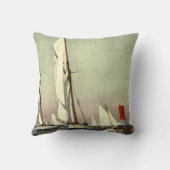 旧式なウイリーStowerを航海しているヴィンテージのヨットの人 クッション (裏面)