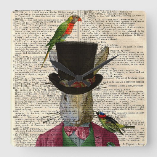 旧式なウサギの本のページによって変えられる柱時計 スクエア壁時計 (正面)