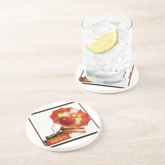 旧式なエジソンの家のレコードプレーヤーのノベルティのギフト コースター (側面)