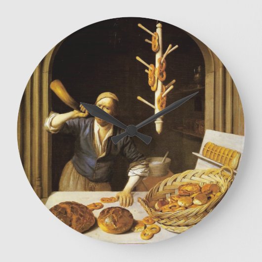 旧式なオーブンのパン屋、ベーカリーのパンの店 ラージ壁時計 (正面)