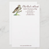 旧式なカナダのフクロウのプリントのカスタマイズ可能な文房具 便箋 (正面/裏面)