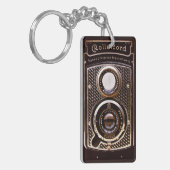 旧式なカメラのrolleicordのアール・デコ キーホルダー (正面左)