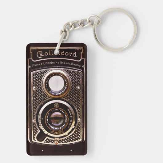 旧式なカメラのrolleicordのアール・デコ キーホルダー (裏面)