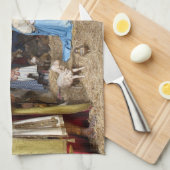 旧式なクリスマスの出生場面 キッチンタオル (四つ折り)