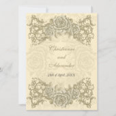旧式なクリーム色のバラの結婚 招待状 (裏面)
