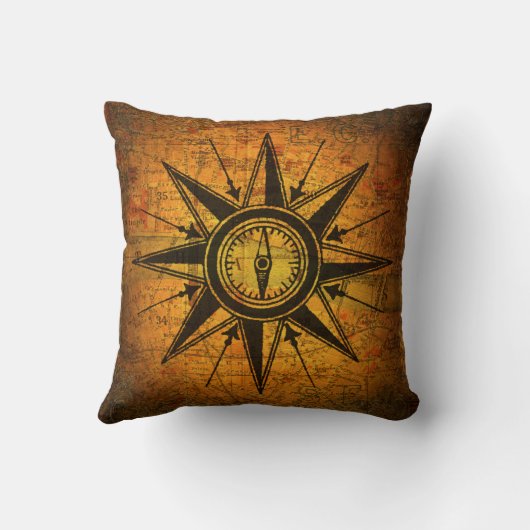 旧式なコンパス面図 クッション (裏面)