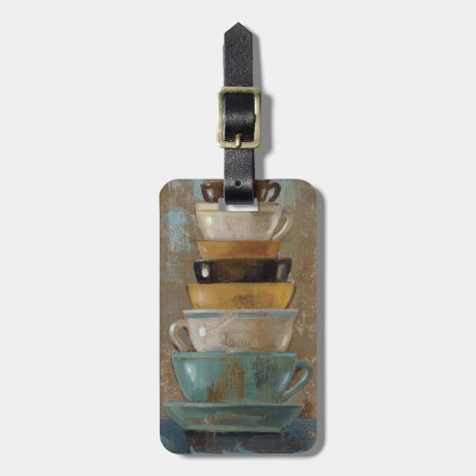 旧式なコーヒーカップ ラゲッジタグ (正面縦)