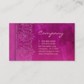 旧式なサロンのスパのレースの名刺のショッキングピンク 名刺 (裏面)