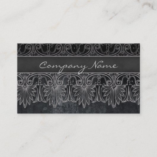 旧式なサロンのスパのレースの名刺の黒の灰色 名刺 (正面)