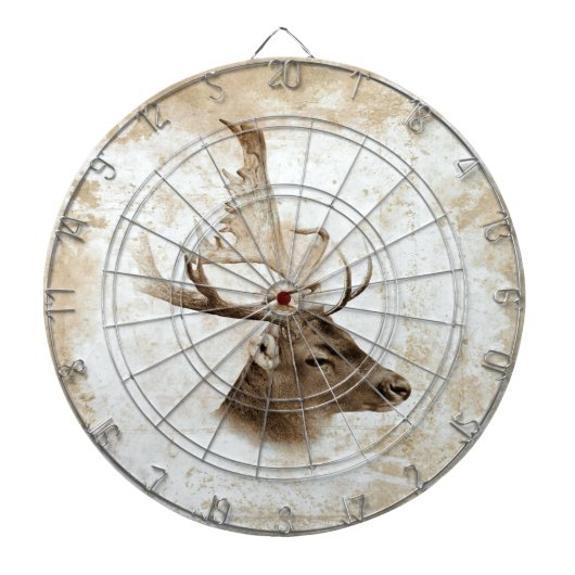 旧式なシカのプリント5 ダーツボード (正面)