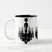 旧式なシャンデリアのグラフィック ツートーンマグカップ (左)