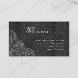 旧式なスクロール名刺のインテリア・デザインの灰色 名刺