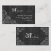 旧式なスクロール名刺のインテリア・デザインの灰色 名刺 (正面/裏面)