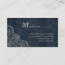 旧式なスクロール名刺のインテリア・デザインの青 名刺