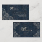 旧式なスクロール名刺のインテリア・デザインの青 名刺 (正面/裏面)