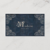 旧式なスクロール名刺のインテリア・デザインの青 名刺 (裏面)