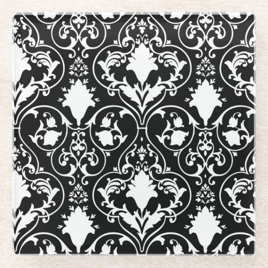 旧式なスクロール壁紙2 ガラスコースター (正面)