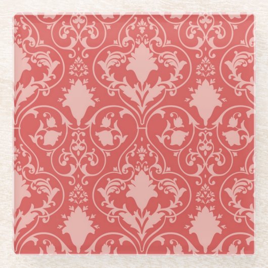 旧式なスクロール壁紙 ガラスコースター (正面)