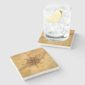 旧式なスタイルのコンパス面図 ストーンコースター (横)