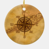 旧式なスタイルのコンパス面図 セラミックオーナメント (裏面)