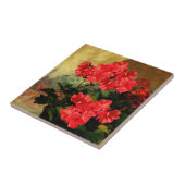 旧式なスタイルの赤いゼラニウムによってはギフトが開花します タイル (側面)