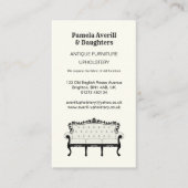 旧式なソファー、ヴィンテージの家具製造販売業 名刺 (正面)