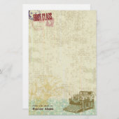 旧式なタイプライターのヴィンテージの短命なもののコラージュ 便箋 (正面/裏面)