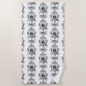 旧式なダイビングのヘルメット ビーチタオル (正面)