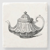 旧式なティーポットのイラストレーション ストーンコースター (正面)