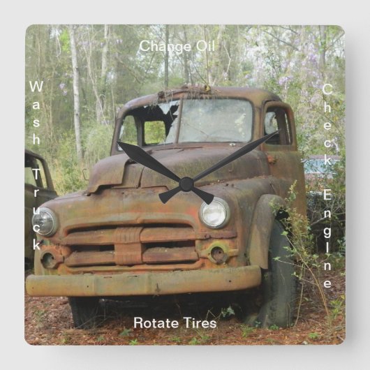 旧式なトラックの時計 スクエア壁時計 (正面)