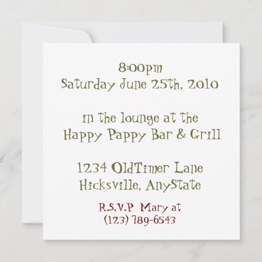 旧式なトラックの退職パーティー 招待状 (裏面)