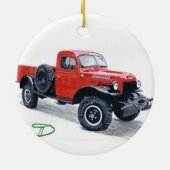 旧式なトラック力ワゴン セラミックオーナメント (裏面)