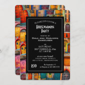 旧式なドアの引っ越し祝いパーティーのパーティー 招待状 (正面/裏面)