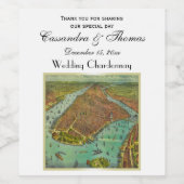 旧式なニューヨークシティの地図DIY色BG ワインラベル (シングルラベル)